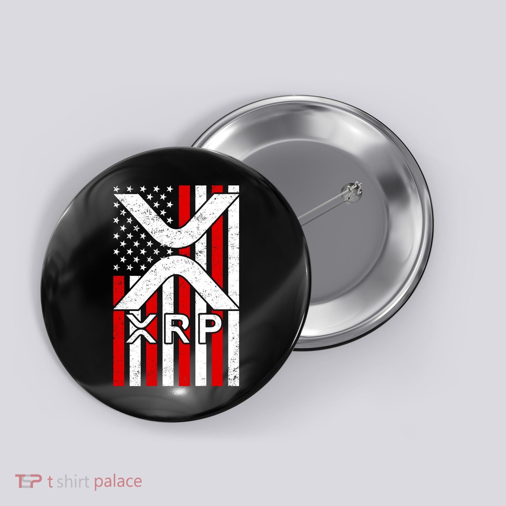 XRP Cryptocurrency USA American Flag Button