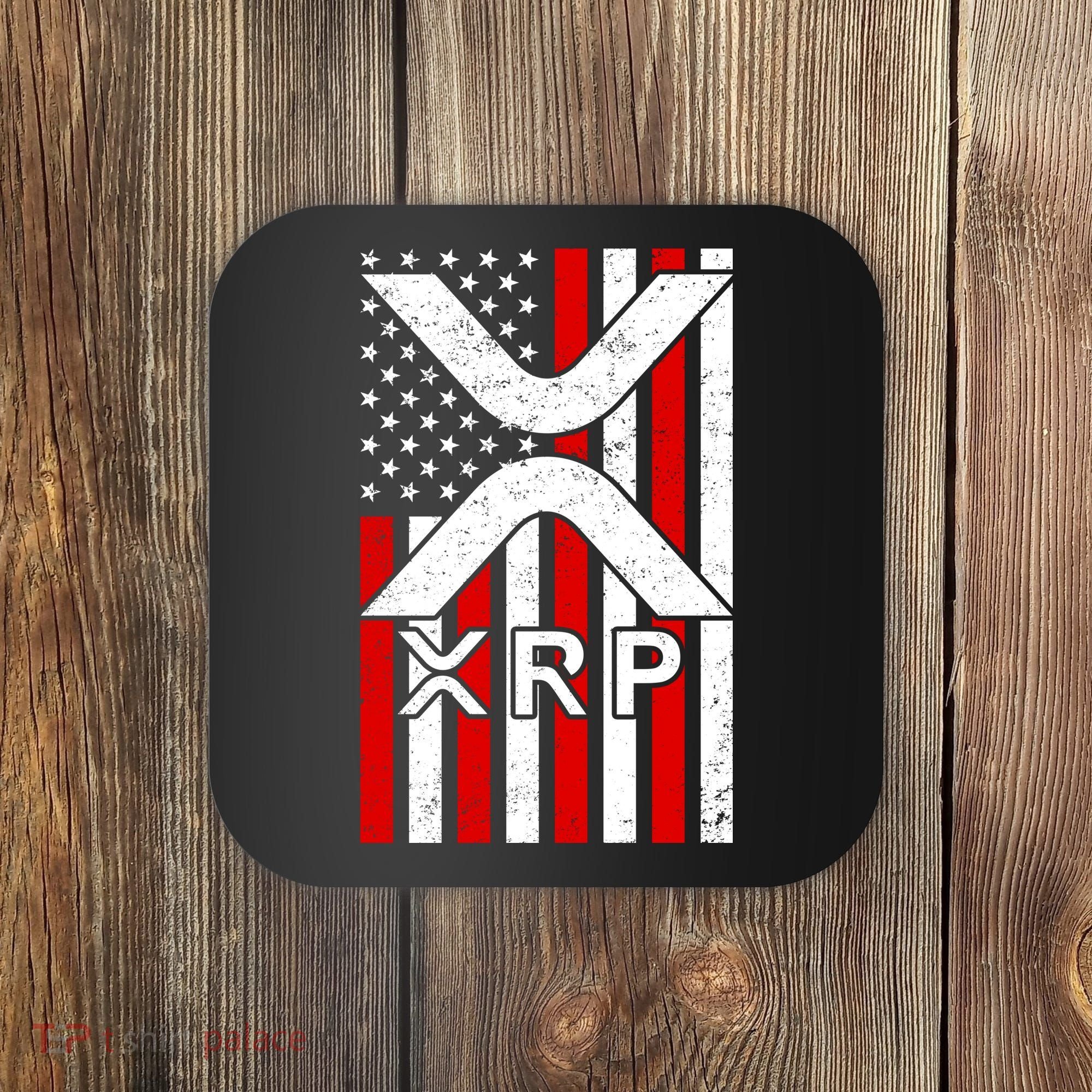XRP Cryptocurrency USA American Flag Coaster