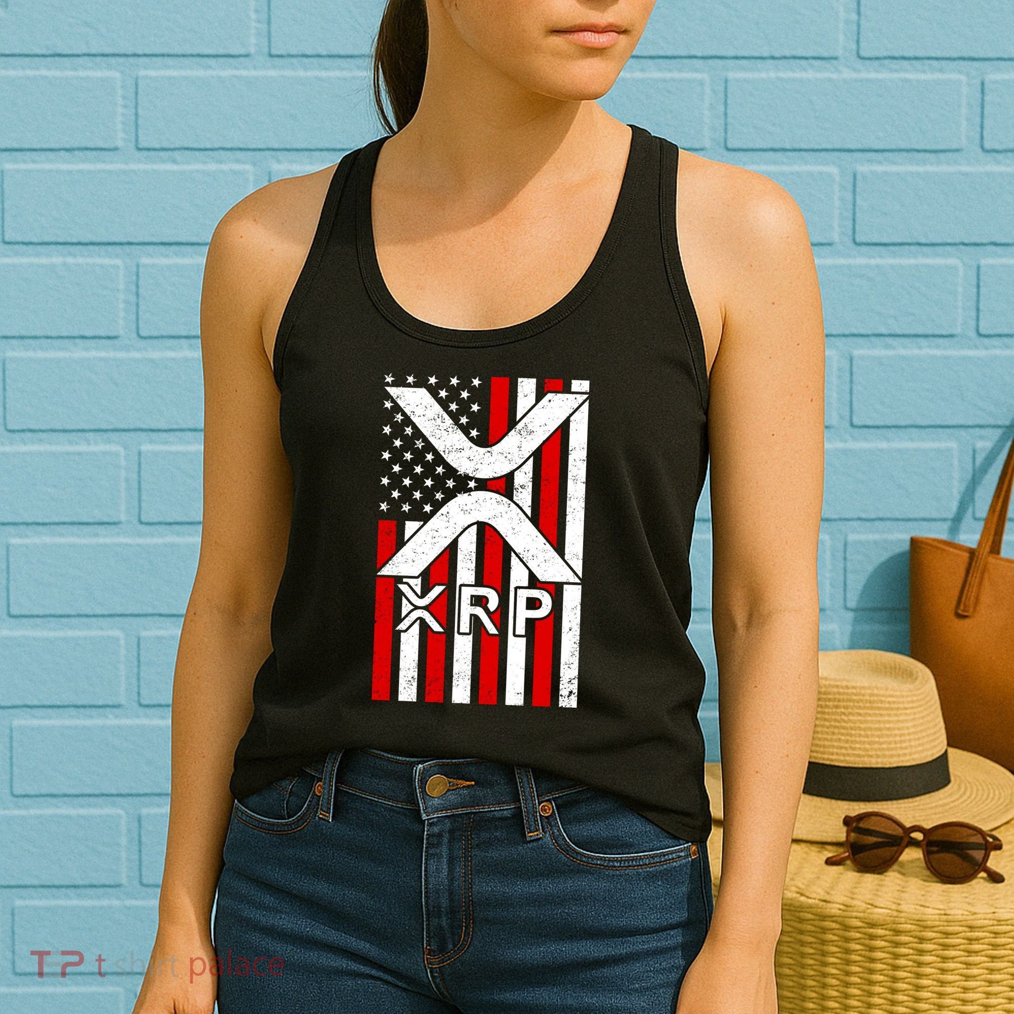 XRP Cryptocurrency USA American Flag Women's Tank Top