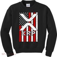 XRP Cryptocurrency USA American Flag Kids Sweatshirt thumb 0