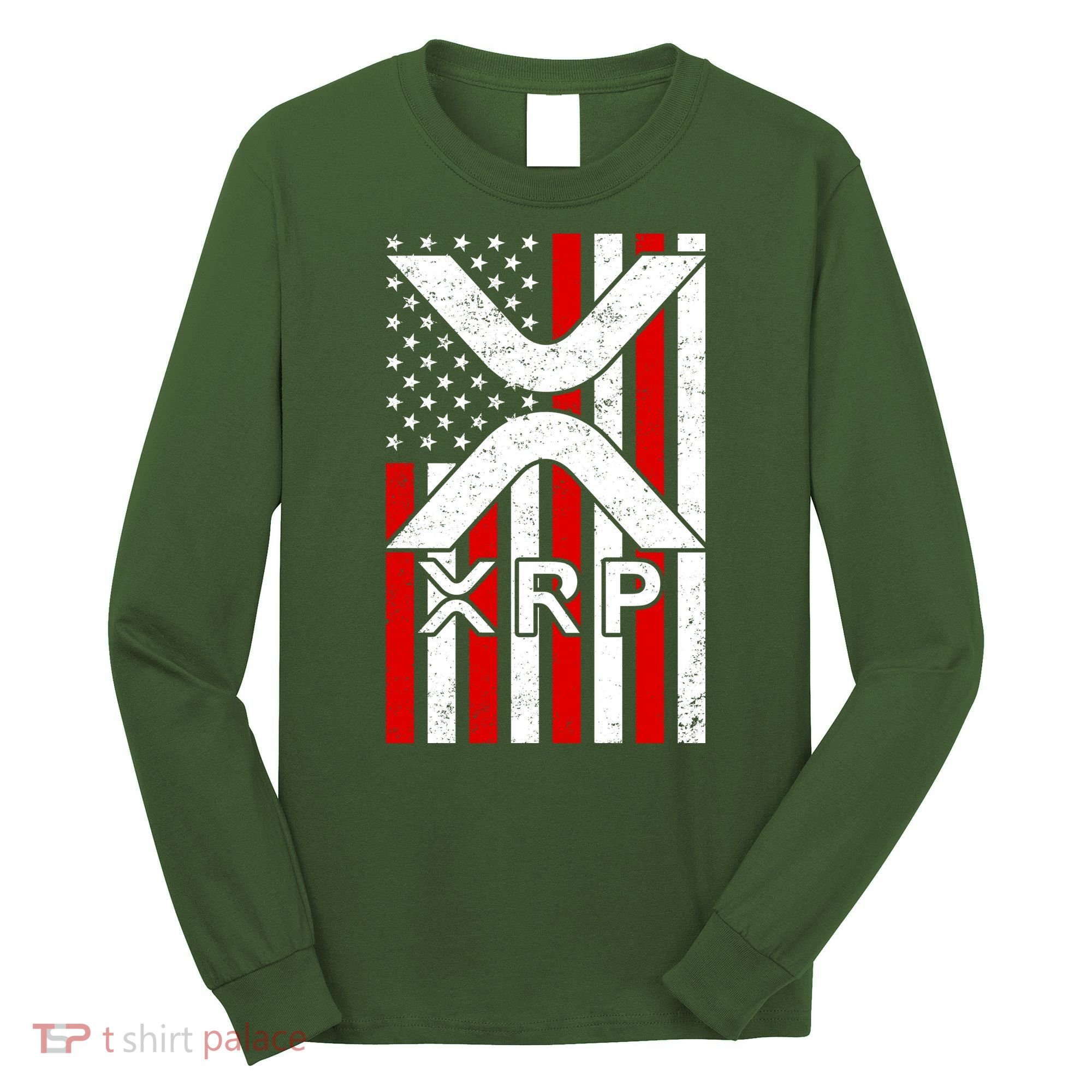 XRP Cryptocurrency USA American Flag Long Sleeve Shirt