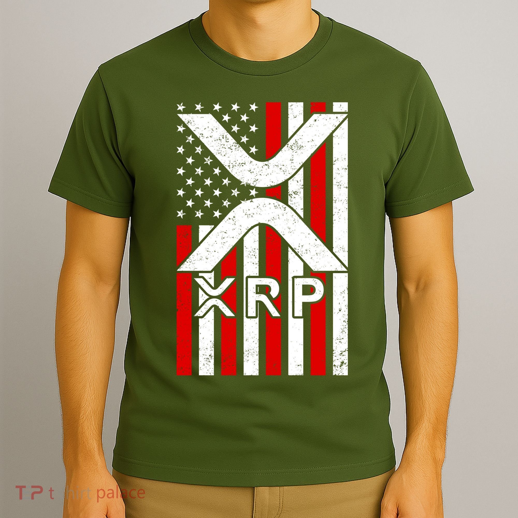 XRP Cryptocurrency USA American Flag T-Shirt