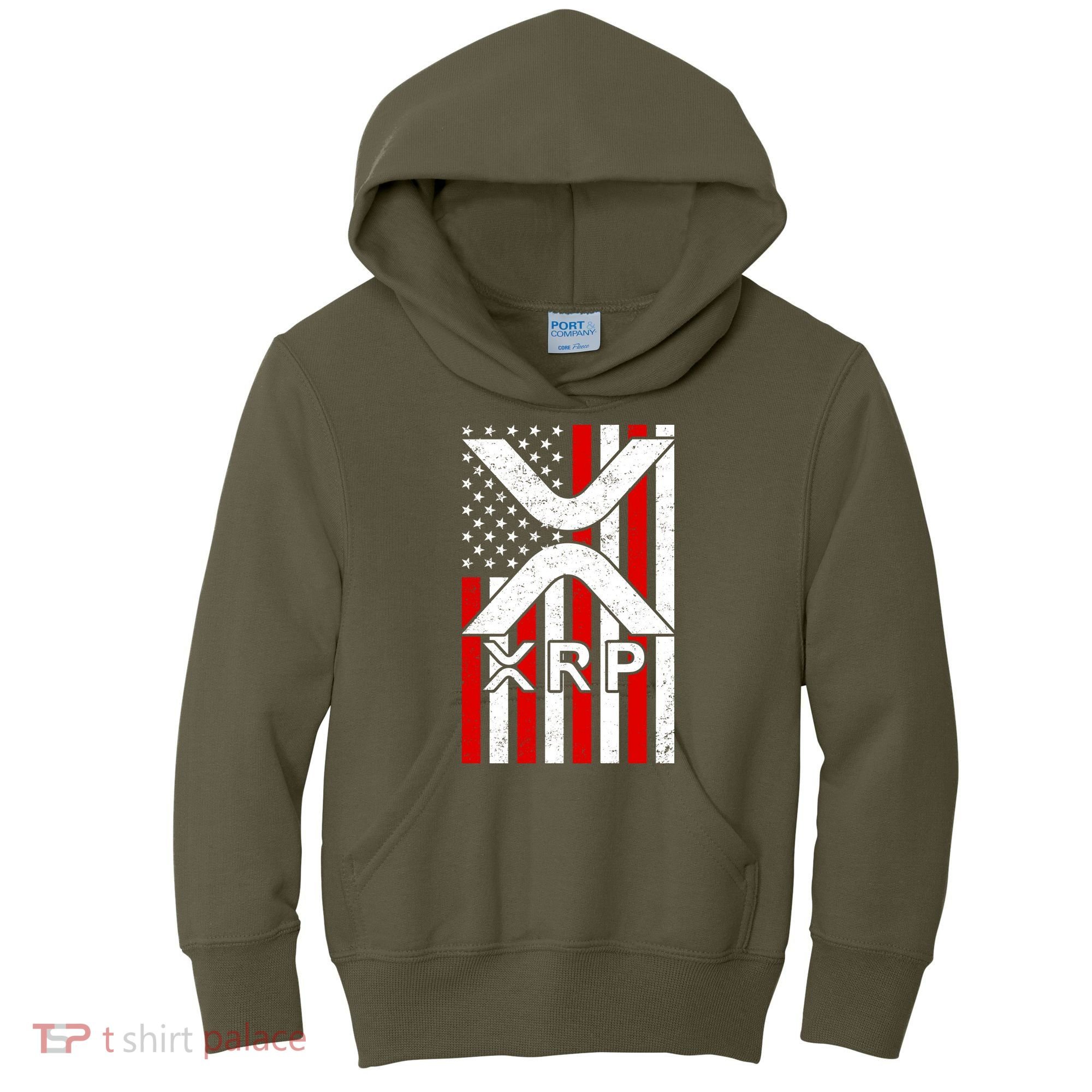 XRP Cryptocurrency USA American Flag Kids Hoodie