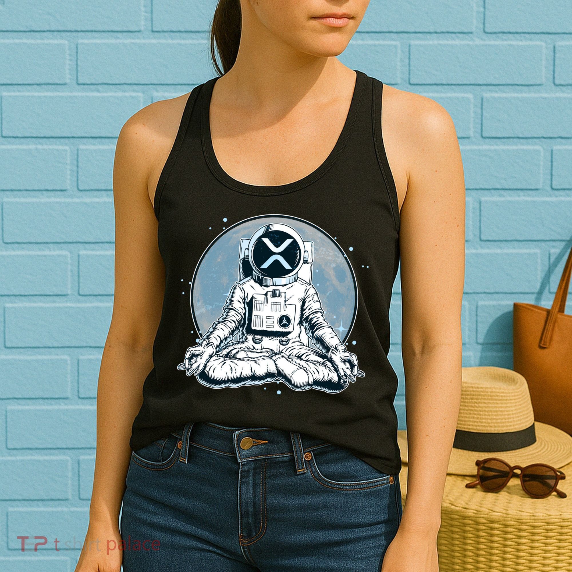 XRP Cryptocurrency Yoga Astronaut Moon Women's Tank Top