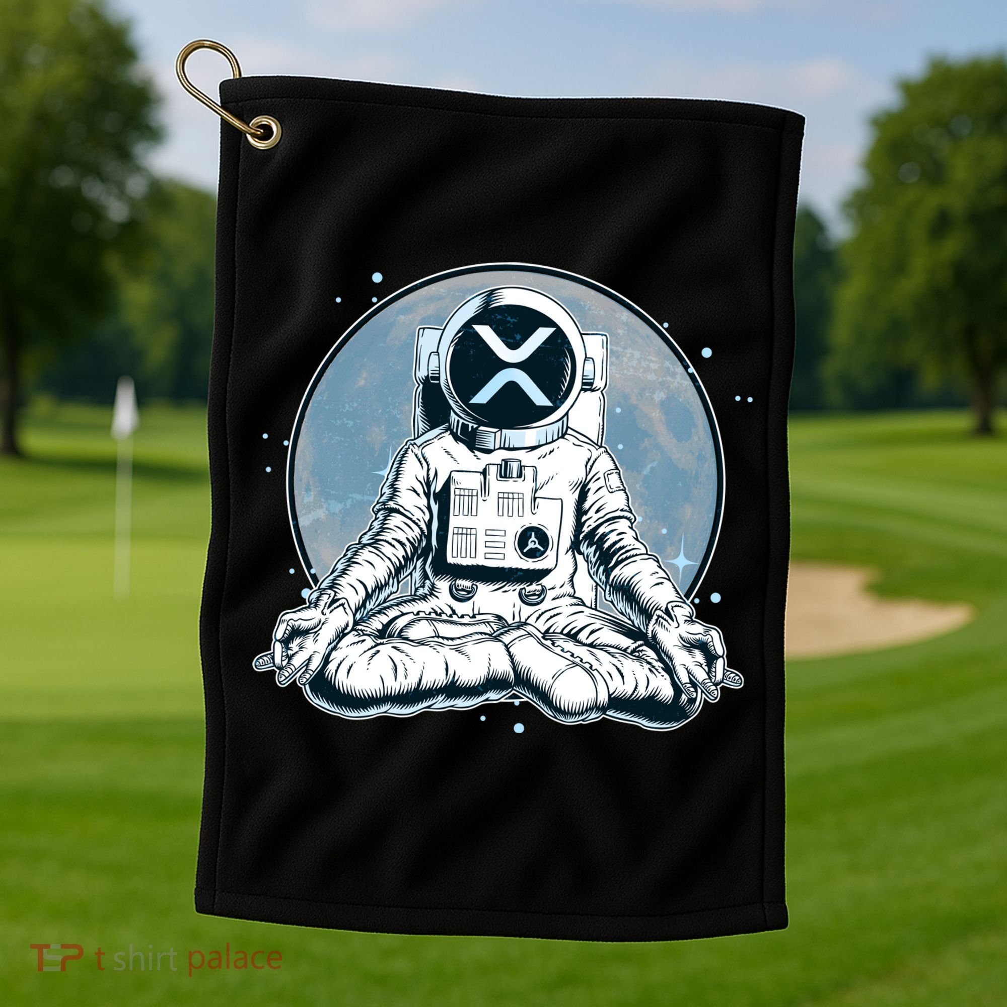 XRP Cryptocurrency Yoga Astronaut Moon Golf Towel