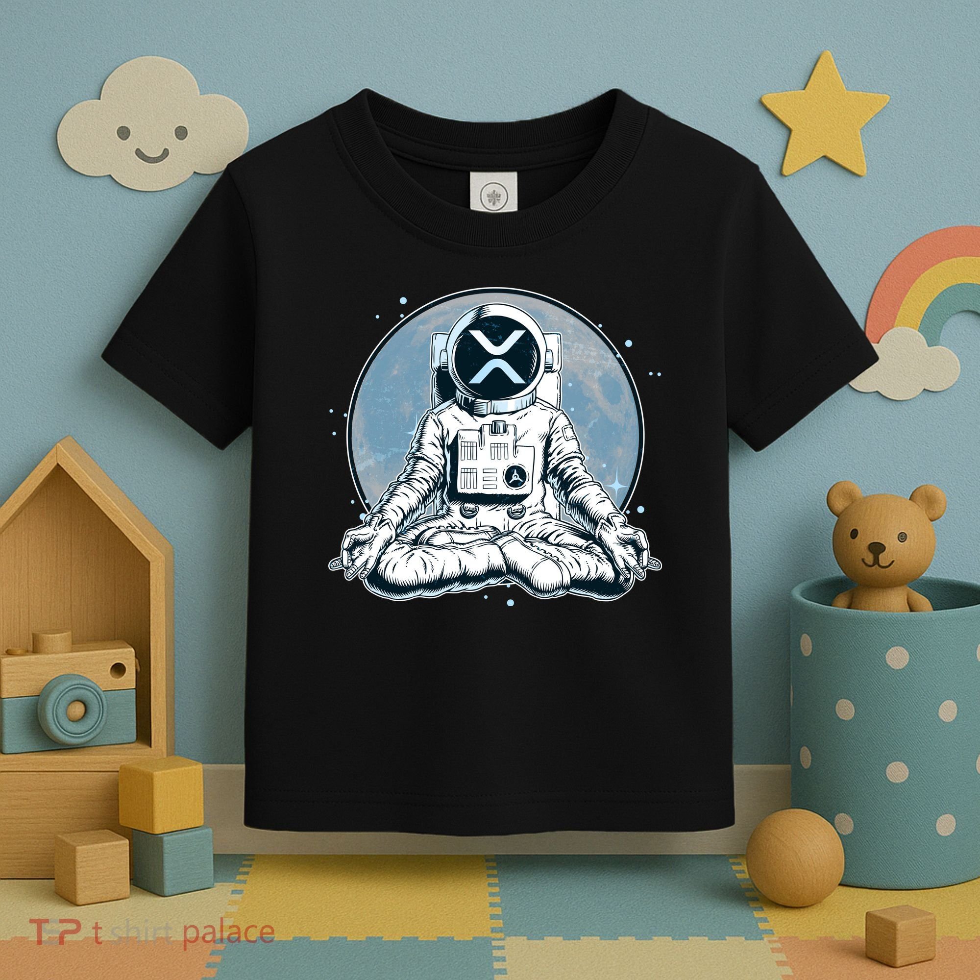 XRP Cryptocurrency Yoga Astronaut Moon Toddler T-Shirt