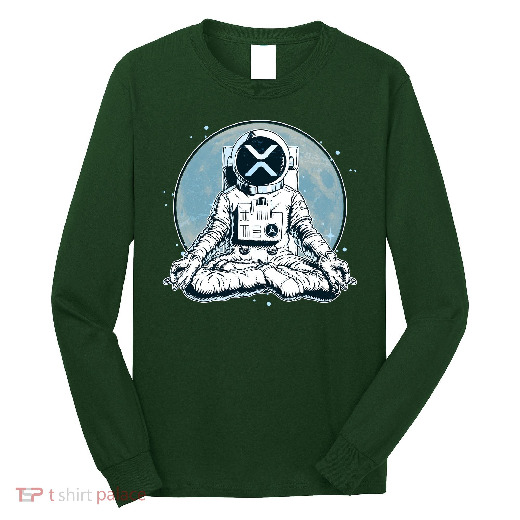 XRP Cryptocurrency Yoga Astronaut Moon Long Sleeve Shirt