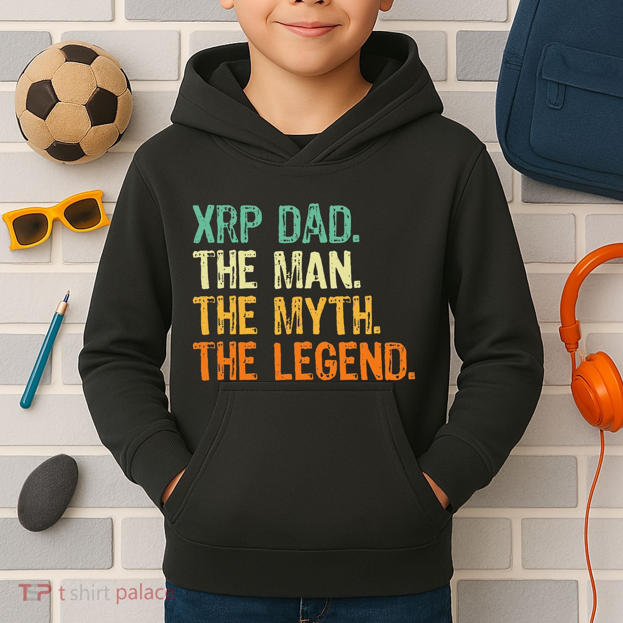 Xrp Dad Crypto Merchandise Man Myth Legend Kids Hoodie