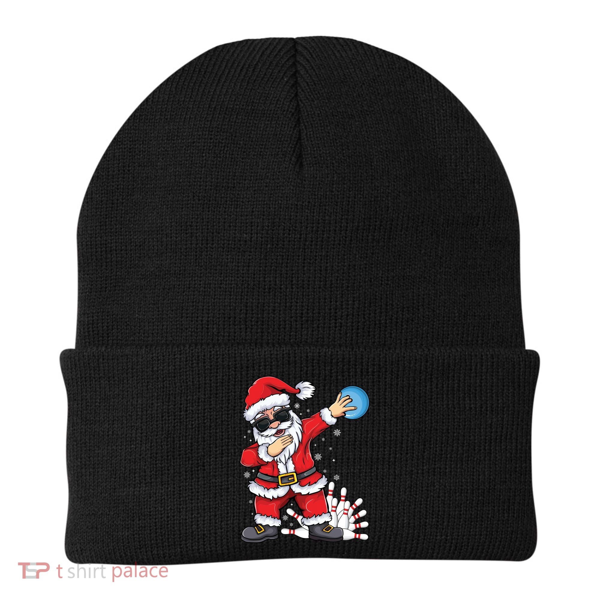 Xmas Dabbing Santa Bowling Ball And Pins Christmas Bowling Meaningful Gift Beanie