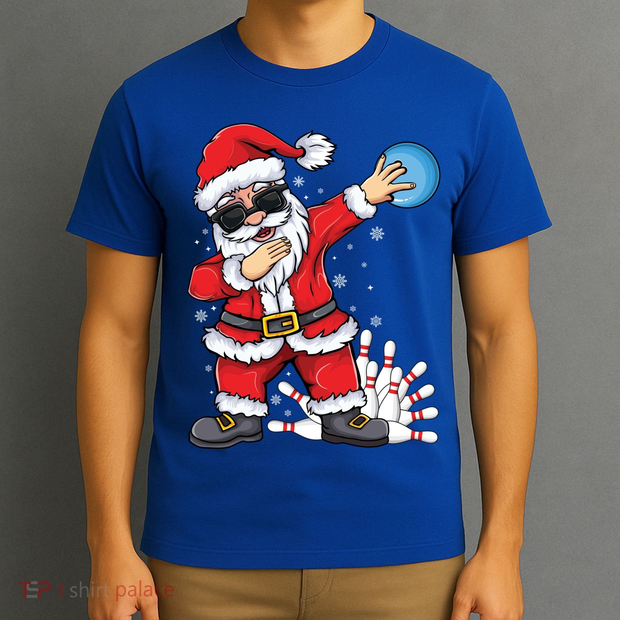 Xmas Dabbing Santa Bowling Ball And Pins Christmas Bowling Meaningful Gift T-Shirt