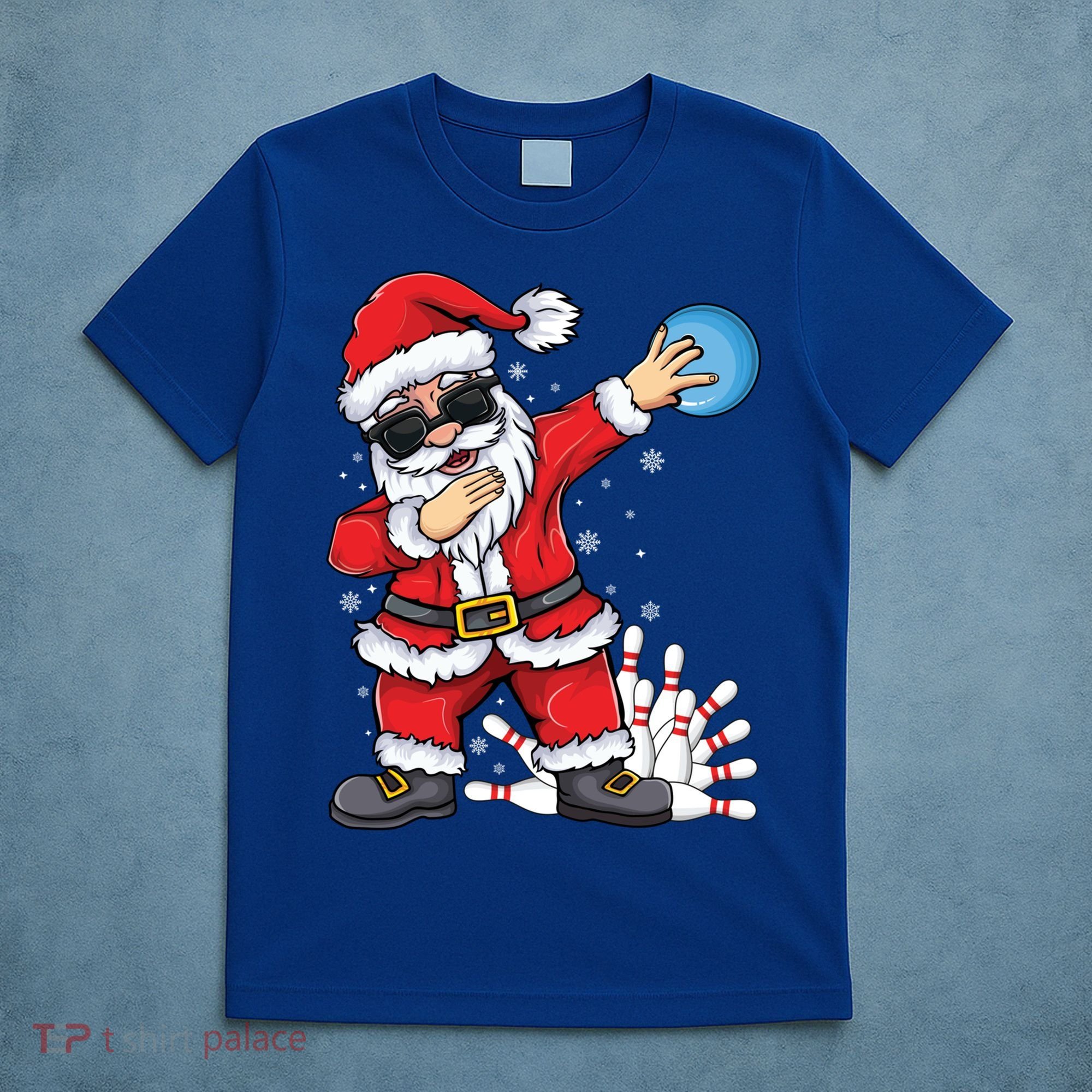 Xmas Dabbing Santa Bowling Ball And Pins Christmas Bowling Meaningful Gift T-Shirt