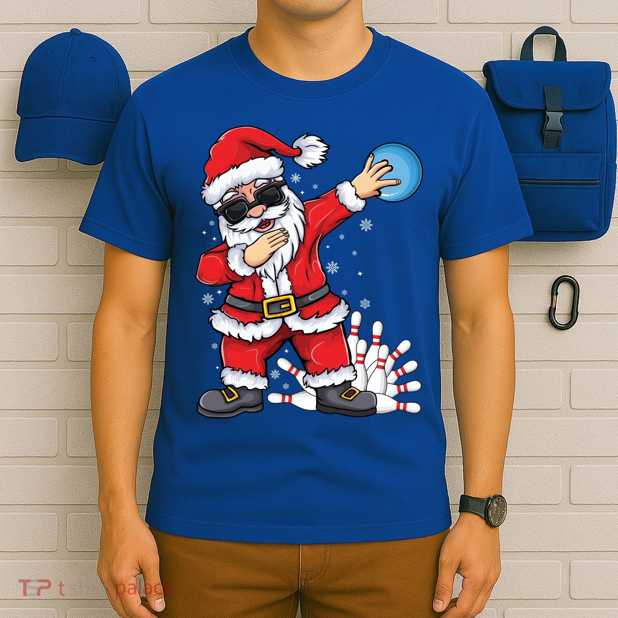 Xmas Dabbing Santa Bowling Ball And Pins Christmas Bowling Meaningful Gift T-Shirt