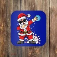Xmas Dabbing Santa Bowling Ball And Pins Christmas Bowling Meaningful Gift Coaster thumb 0