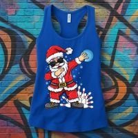 Xmas Dabbing Santa Bowling Ball And Pins Christmas Bowling Meaningful Gift Women's Tank Top thumb 3