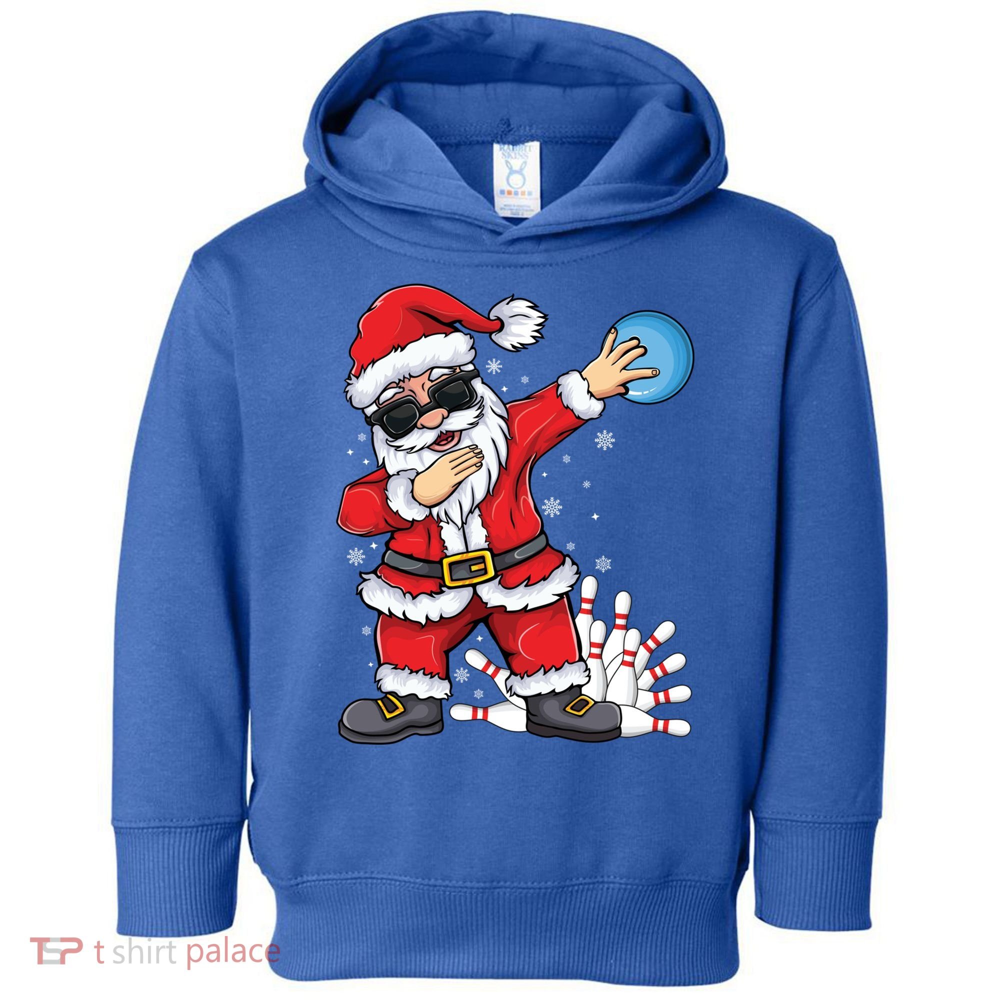 Xmas Dabbing Santa Bowling Ball And Pins Christmas Bowling Meaningful Gift Toddler Hoodie