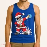 Xmas Dabbing Santa Bowling Ball And Pins Christmas Bowling Meaningful Gift Tank Top thumb 3