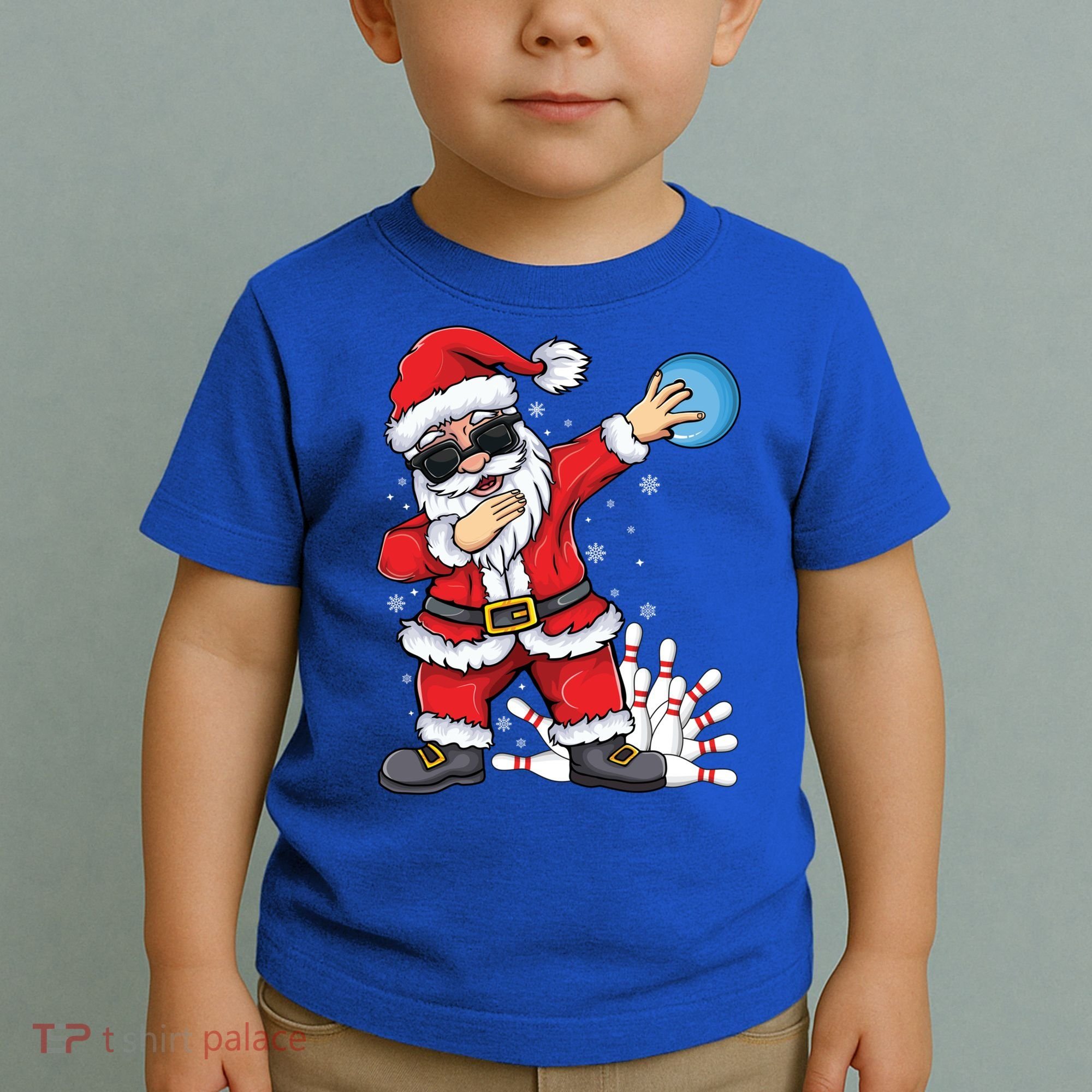 Xmas Dabbing Santa Bowling Ball And Pins Christmas Bowling Meaningful Gift Toddler T-Shirt