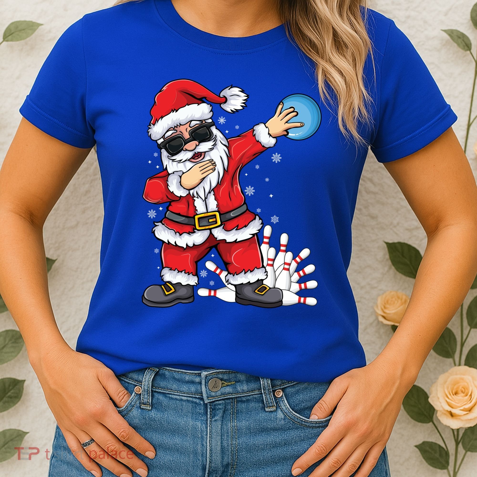 Xmas Dabbing Santa Bowling Ball And Pins Christmas Bowling Meaningful Gift Women's T-Shirt