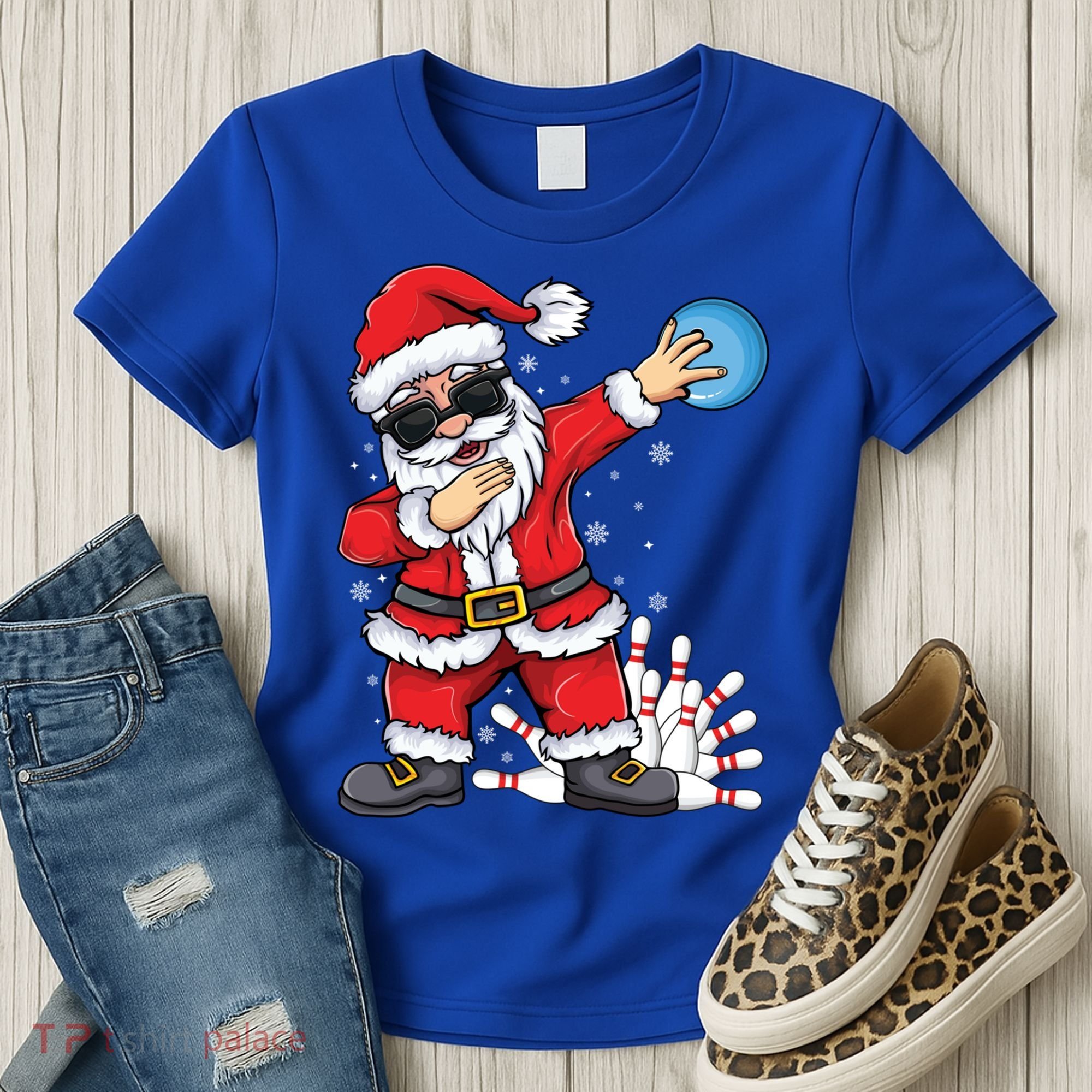 Xmas Dabbing Santa Bowling Ball And Pins Christmas Bowling Meaningful Gift Women's T-Shirt
