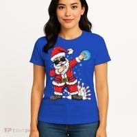 Xmas Dabbing Santa Bowling Ball And Pins Christmas Bowling Meaningful Gift Women's T-Shirt thumb 4