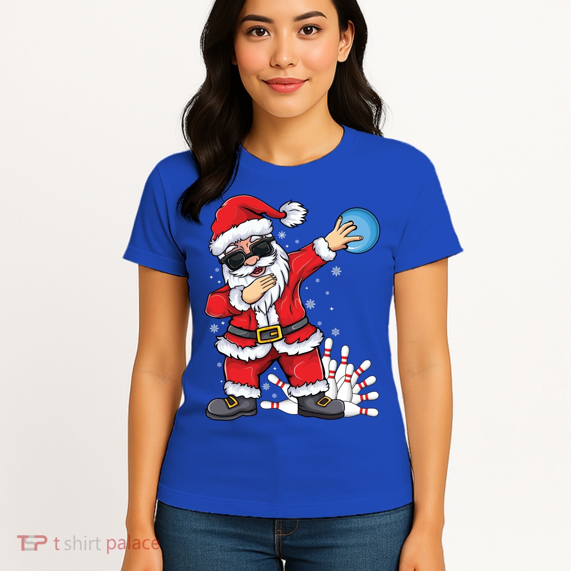 Xmas Dabbing Santa Bowling Ball And Pins Christmas Bowling Meaningful Gift Women's T-Shirt