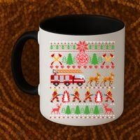 Xmas Firefighter Lover Fire Truck Fire Ugly Sweater Gift Coffee Mug thumb 2