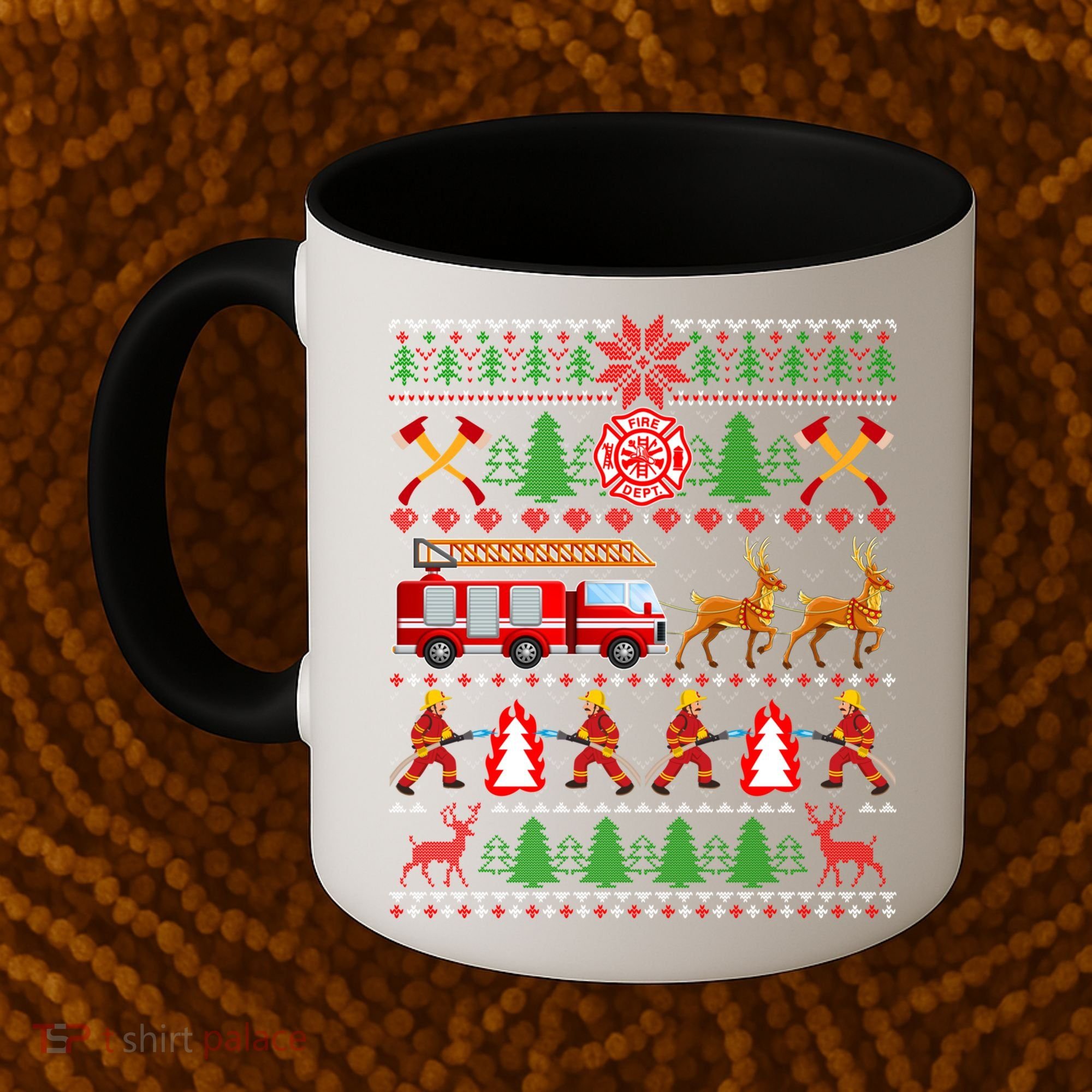 Xmas Firefighter Lover Fire Truck Fire Ugly Sweater Gift Coffee Mug