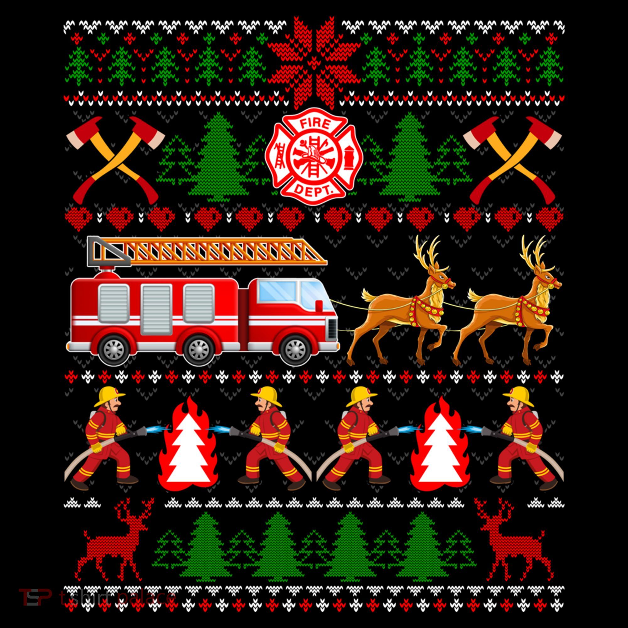 Xmas Firefighter Lover Fire Truck Fire Ugly Sweater Gift Coffee Mug