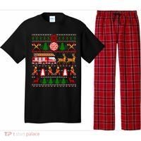 Xmas Firefighter Lover Fire Truck Fire Ugly Sweater Gift Pajama Set thumb 0