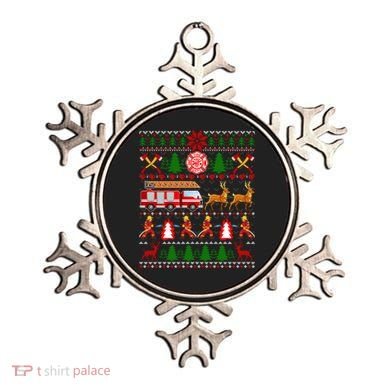 Xmas Firefighter Lover Fire Truck Fire Ugly Sweater Gift Ornament