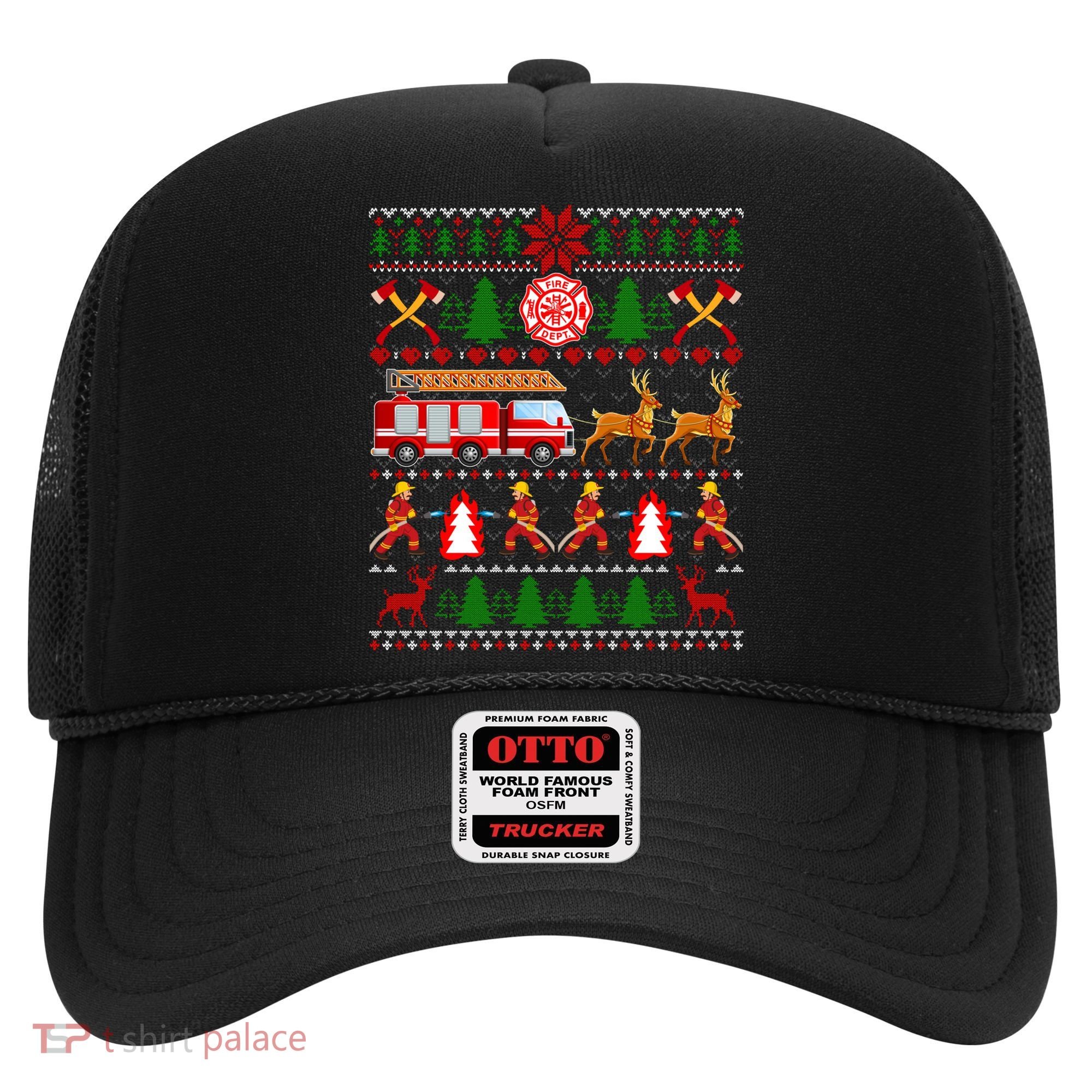 Xmas Firefighter Lover Fire Truck Fire Ugly Sweater Gift Hat