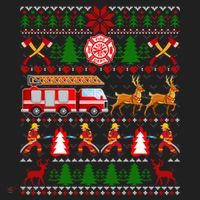 Xmas Firefighter Lover Fire Truck Fire Ugly Sweater Gift Hat thumb 2