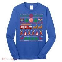 Xmas Firefighter Lover Fire Truck Fire Ugly Sweater Gift Long Sleeve Shirt thumb 0