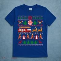 Xmas Firefighter Lover Fire Truck Fire Ugly Sweater Gift T-Shirt thumb 5