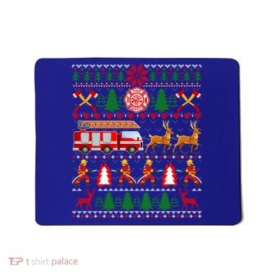 Xmas Firefighter Lover Fire Truck Fire Ugly Sweater Gift Mousepad
