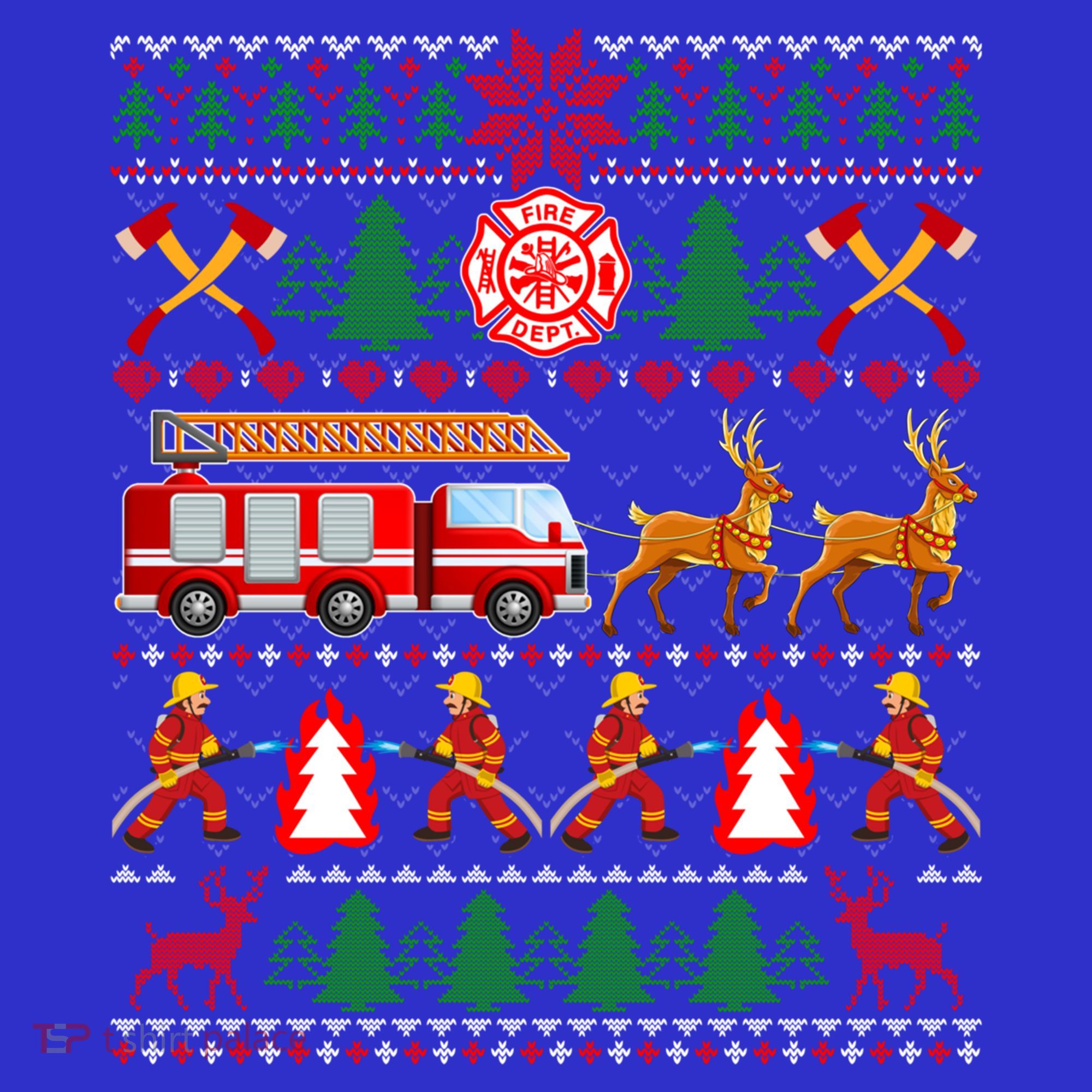 Xmas Firefighter Lover Fire Truck Fire Ugly Sweater Gift Women's Tank Top
