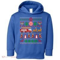 Xmas Firefighter Lover Fire Truck Fire Ugly Sweater Gift Toddler Hoodie thumb 0