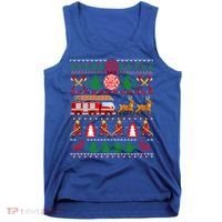 Xmas Firefighter Lover Fire Truck Fire Ugly Sweater Gift Tank Top thumb 0