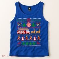 Xmas Firefighter Lover Fire Truck Fire Ugly Sweater Gift Tank Top thumb 2