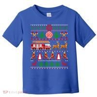 Xmas Firefighter Lover Fire Truck Fire Ugly Sweater Gift Toddler T-Shirt thumb 0