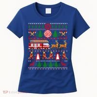 Xmas Firefighter Lover Fire Truck Fire Ugly Sweater Gift Women's T-Shirt thumb 0