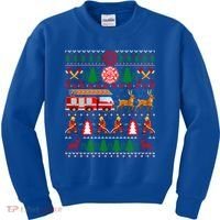 Xmas Firefighter Lover Fire Truck Fire Ugly Sweater Gift Kids Sweatshirt thumb 0