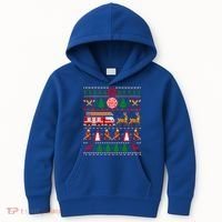 Xmas Firefighter Lover Fire Truck Fire Ugly Sweater Gift Kids Hoodie thumb 0