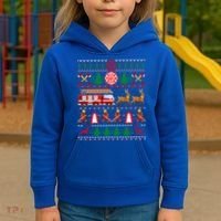 Xmas Firefighter Lover Fire Truck Fire Ugly Sweater Gift Kids Hoodie thumb 3