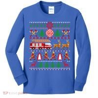 Xmas Firefighter Lover Fire Truck Fire Ugly Sweater Gift Kids Long Sleeve Shirt thumb 0