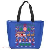 Xmas Firefighter Lover Fire Truck Fire Ugly Sweater Gift Tote Bag thumb 0
