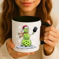 Xmas Funny Pickleball Snowman Player Santa Hat Christmas Gift Coffee Mug thumb 3