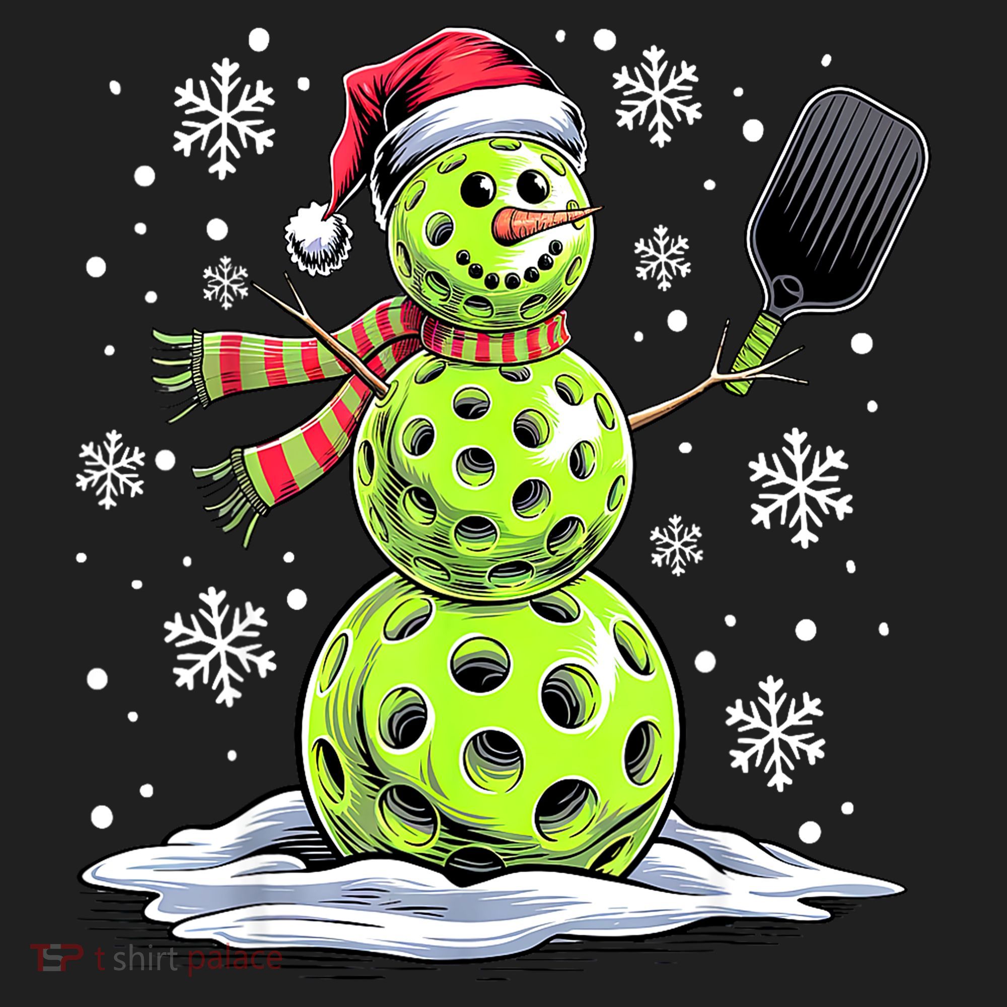 Xmas Funny Pickleball Snowman Player Santa Hat Christmas Gift Beanie
