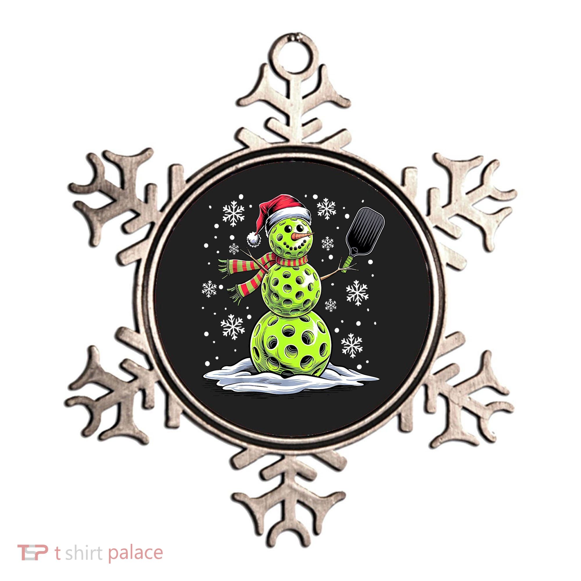 Xmas Funny Pickleball Snowman Player Santa Hat Christmas Gift Ornament