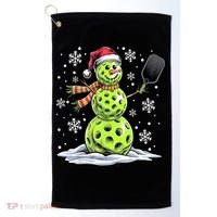 Xmas Funny Pickleball Snowman Player Santa Hat Christmas Gift Golf Towel thumb 0
